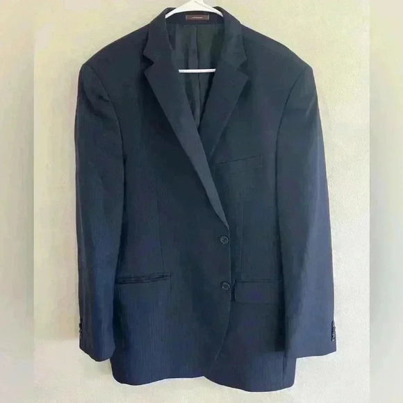 Peter Millar Blazer Jacket Mens 46 T Navy Blue Striped 100% Wool Suit Sp… - Picture 1 of 4